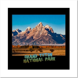 Wyoming State Outline (Grand Teton National Park) Posters and Art